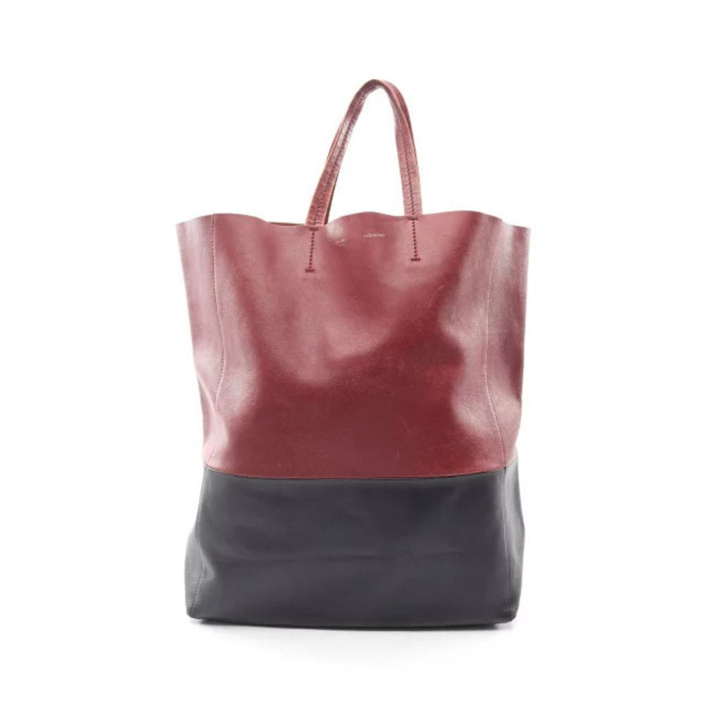 Celine Vertical Cabas Tote Bag Leather Bordeaux Red Black